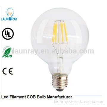 95mm Led Filament Bulb 8W Vintage Globe Glass Body